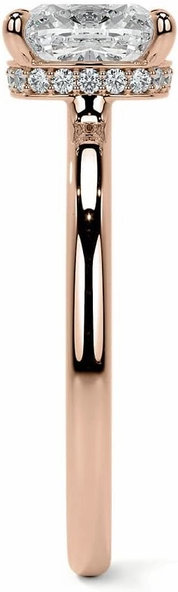 1.1Carat - 6.0mm Cushion 4-Prong Hidden Halo Moissanite Engagement Ring With Natural diamond In14k Gold For Women,D-VVS1