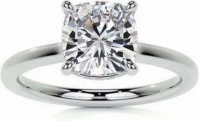 1.1Carat - 6.0mm Cushion 4-Prong Hidden Halo Moissanite Engagement Ring With Natural diamond In14k Gold For Women,D-VVS1