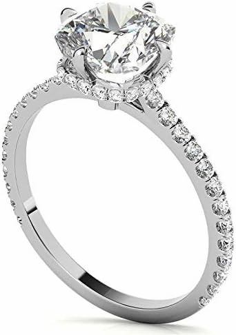 1.1Carat - 6.0mm NESW-Oriented Cushion Moissanite Engagement Ring With Natural diamond In14k Gold For Women,D-VVS1