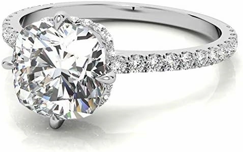 1.1Carat - 6.0mm NESW-Oriented Cushion Moissanite Engagement Ring With Natural diamond In14k Gold For Women,D-VVS1