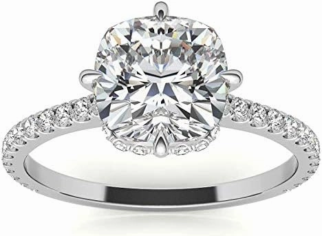 1.4Carat - 6.5mm NESW-Oriented Cushion Moissanite Engagement Ring With Natural diamond In14k Gold For Women,D-VVS1