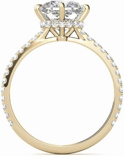 1.4Carat - 6.5mm NESW-Oriented Cushion Moissanite Engagement Ring With Natural diamond In14k Gold For Women,D-VVS1