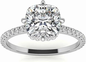 1.4Carat - 6.5mm NESW-Oriented Cushion Moissanite Engagement Ring With Natural diamond In14k Gold For Women,D-VVS1