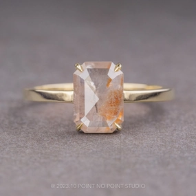 1.65 Carat Icy White Emerald Shaped Diamond Engagement Ring, Jane Setting, 14k Yellow Gold