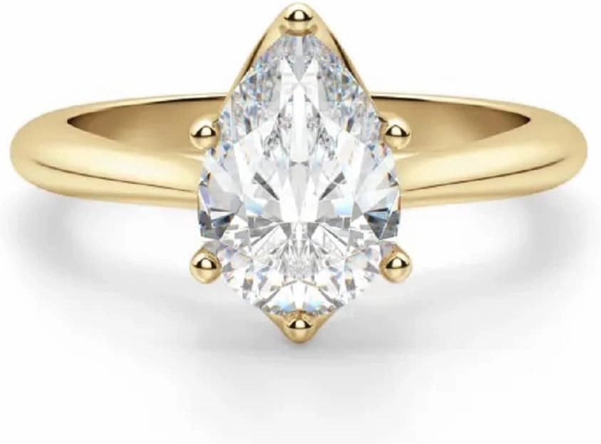 1 CT Pear Excellent Cut Moissanite Six Prong Hidden Halo Pave Basket Solitaire Engagement Ring In 14k Gold For Women,D-VVS1