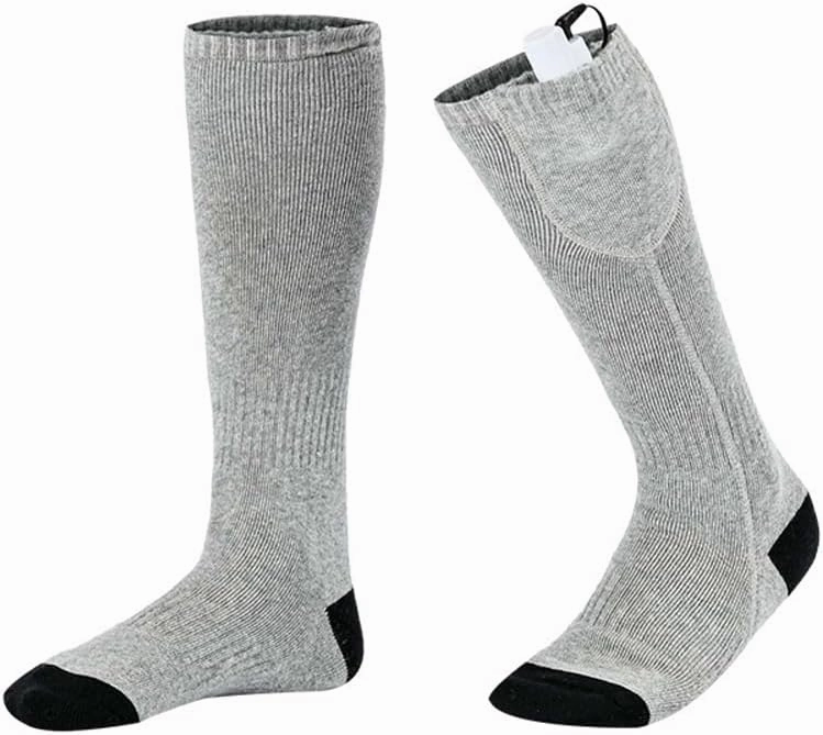 1 Pair Black/Grey Heated Socks for Men Women, 3.7V 2200mAh Rechargeable Electric Heated Socks Foot Warmers 3 Heating Settings, Winter Washable Thermal Warming Socks