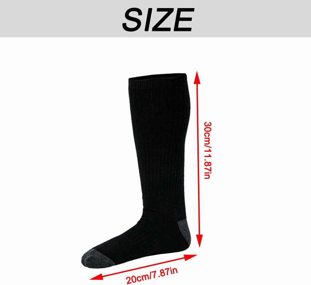 1 Pair Black/Grey Heated Socks for Men Women, 3.7V 2200mAh Rechargeable Electric Heated Socks Foot Warmers 3 Heating Settings, Winter Washable Thermal Warming Socks