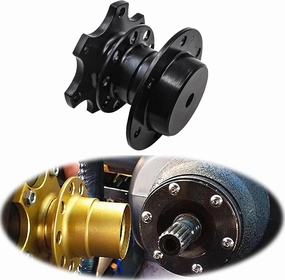 1 PC Car Steering Wheel Quick Release, 3.34" x 2.75" Alloy Snap-on Steering Wheel Boss Installation Disassemble Kit, Anti-theft Modification Accessories, Suitable for Most Car Models (Black)