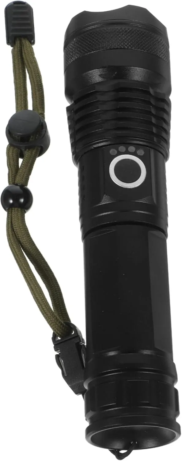 1pc Rechargeable Led Camping Zoomable Spotlight Lantern for Hiking Fishing Emergency Use Lightweight Design Black
