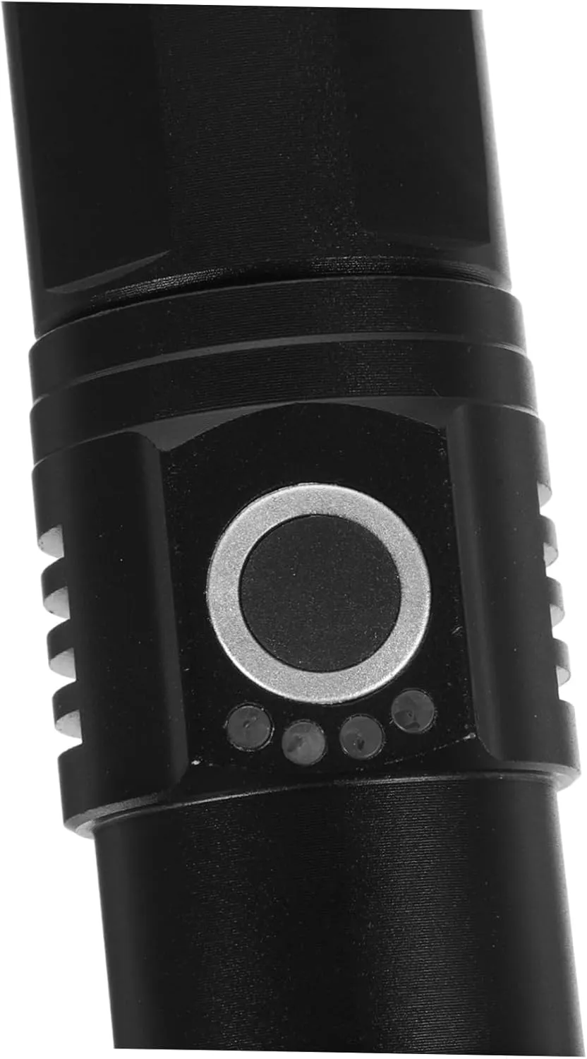1pc Rechargeable Led Camping Zoomable Spotlight Lantern for Hiking Fishing Emergency Use Lightweight Design Black