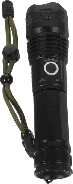 1pc Rechargeable Led Camping Zoomable Spotlight Lantern for Hiking Fishing Emergency Use Lightweight Design Black