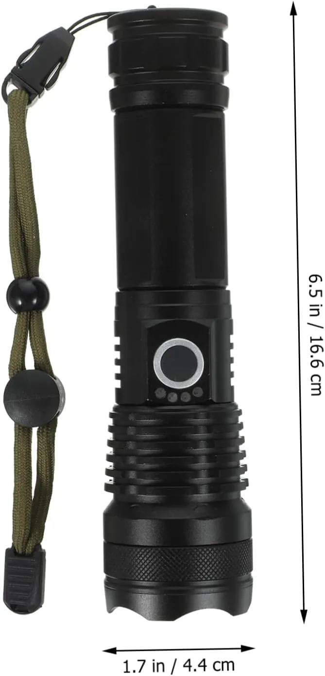 1pc Rechargeable Led Camping Zoomable Spotlight Lantern for Hiking Fishing Emergency Use Lightweight Design Black