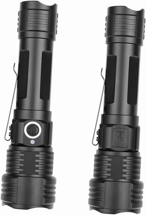 1pc Adjustable Modes Led Flashlight USB Rechargeable Outdoor Torch for Camping Hunting Hiking Telescopic Black Battery Not Included