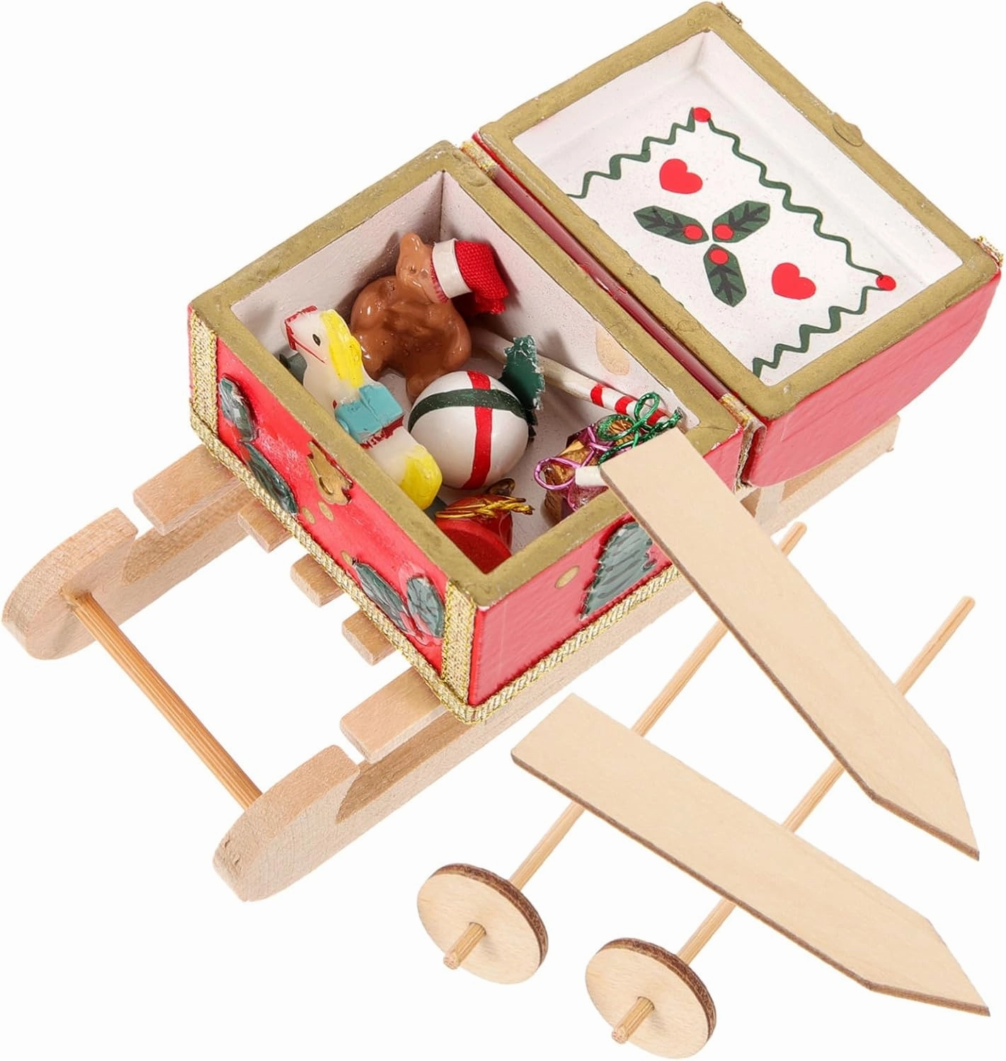 1set Miniature Sleigh Ornament Christmas Decor for Dollhouses Cozy Home Decorations for Scenes and Mini House Supplies