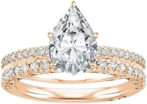 2 CT Pear Cut Colorless Moissanite Engagement Ring Set, Tacori Wedding/Bridal Sets, 925 Sterling Silver, Anniversary Ring Pave Set, for Women, 10K/14K/18K/22K Gold