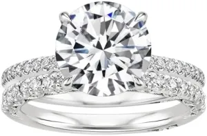 2 CT Round Cut Colorless Moissanite Engagement Ring Set, Tacori Wedding/Bridal Sets, 925 Sterling Silver, Anniversary Ring Pave Set, Holiday Gift for Women, 10K/14K/18K/22K Gold