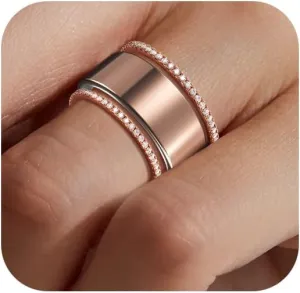 2-Pack 14K Gold Plated Stacking Rings for Oura Gen 4/Oura Gen 3, Cubic Zirconia Simulated Diamond Oura Ring Stack for Women