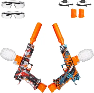 2 Pack Splatter Blasters, Electric Splat Blaster Toy Kits, 50000 , 10 Rs Per Seconds, 600 Hopper, Outdoor Team Game Activities Toy, 2 Rechargeable Batteries, Age 12  Year Up