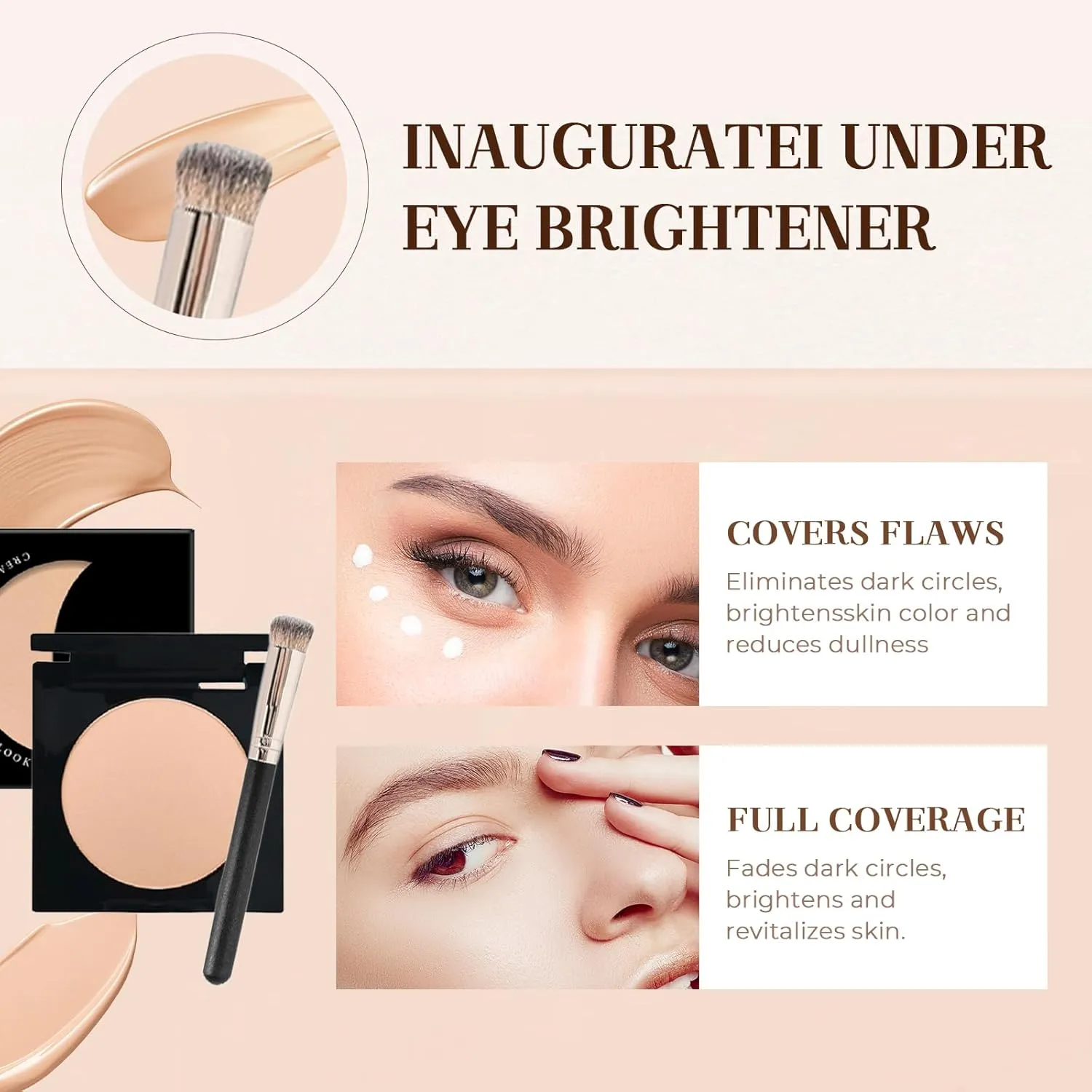 2025 New Under Eye Brightener, Eye Brightener Conceal & Brighten Dark Circles Moisturizing and Waterproof (Lvory, M)