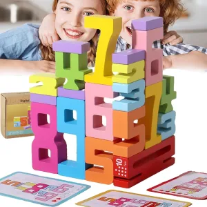 20PCS Digit Blocks Math,Strengthfully Number Blocks,Wooden Number Blocks Stacking, Wooden Number Building Block
