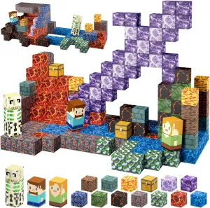 213 PCS Magnetic Blocks Building Toys Set Sword Kids Blocks for Toddler Boys Girls 3 , STEM Sensory Magnetic Cubes Christmas Birthday Present Construction Building Toys