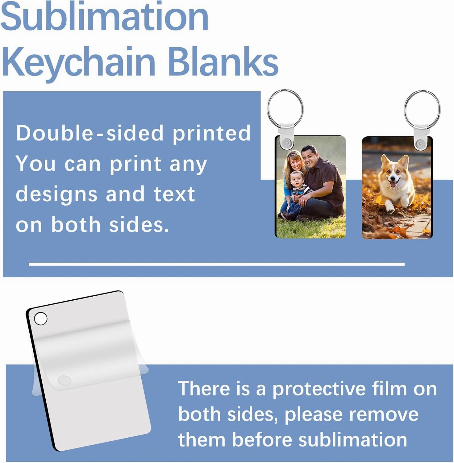 240Pcs Sublimation Keychain Blanks Double Sides 80 MDF Sublimation Keychains Blank with 160 Rings and Clips