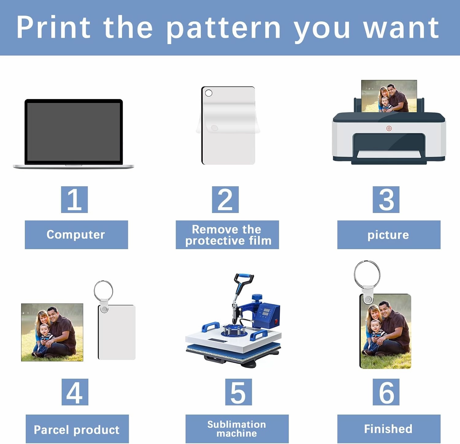 240Pcs Sublimation Keychain Blanks Double Sides 80 MDF Sublimation Keychains Blank with 160 Rings and Clips