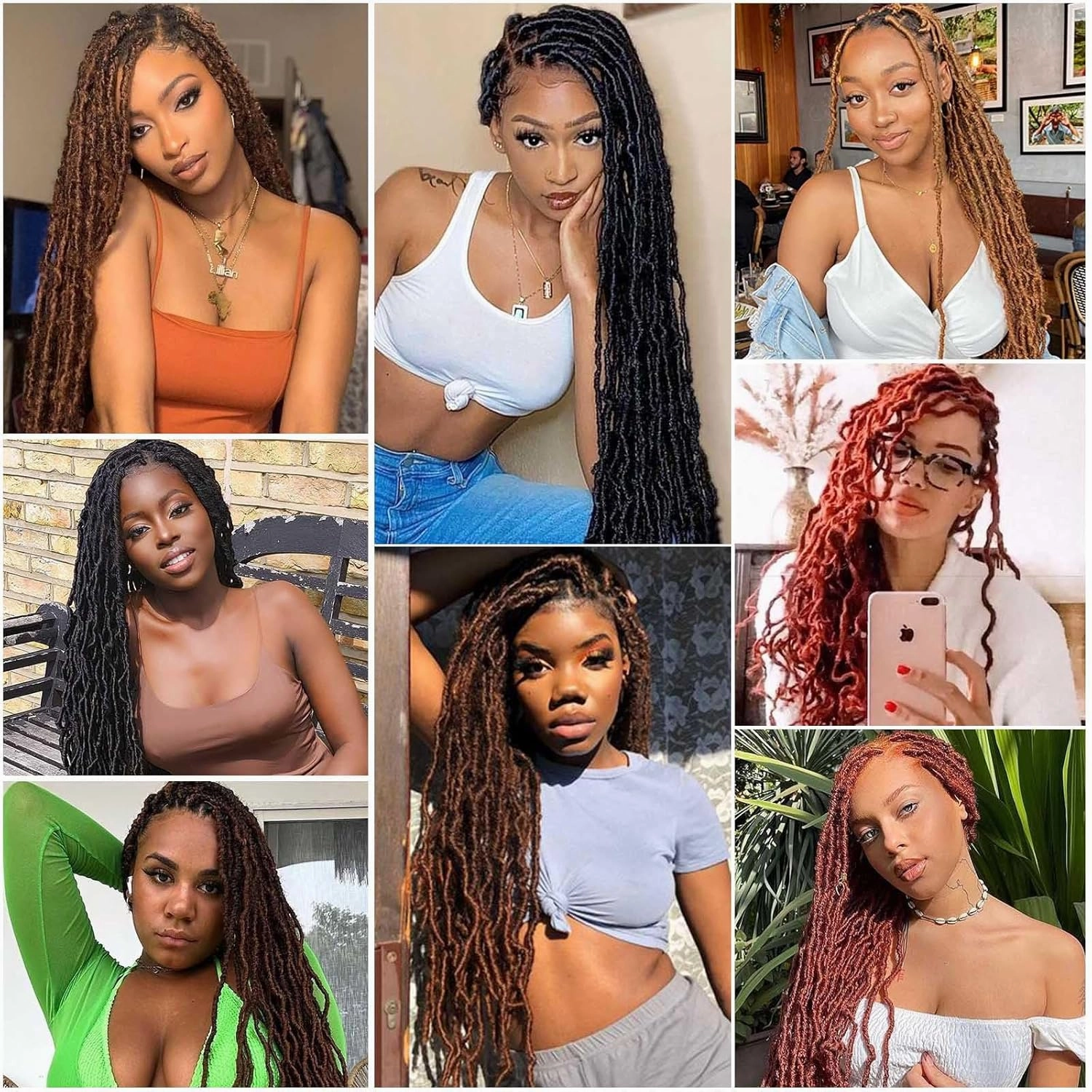 24 Inch Soft Locs Crochet Hair 8 Packs Pre Looped Faux Locs Crochet Braids Goddess Locs Hair For Black Women（24Inch 8pcs,350#）