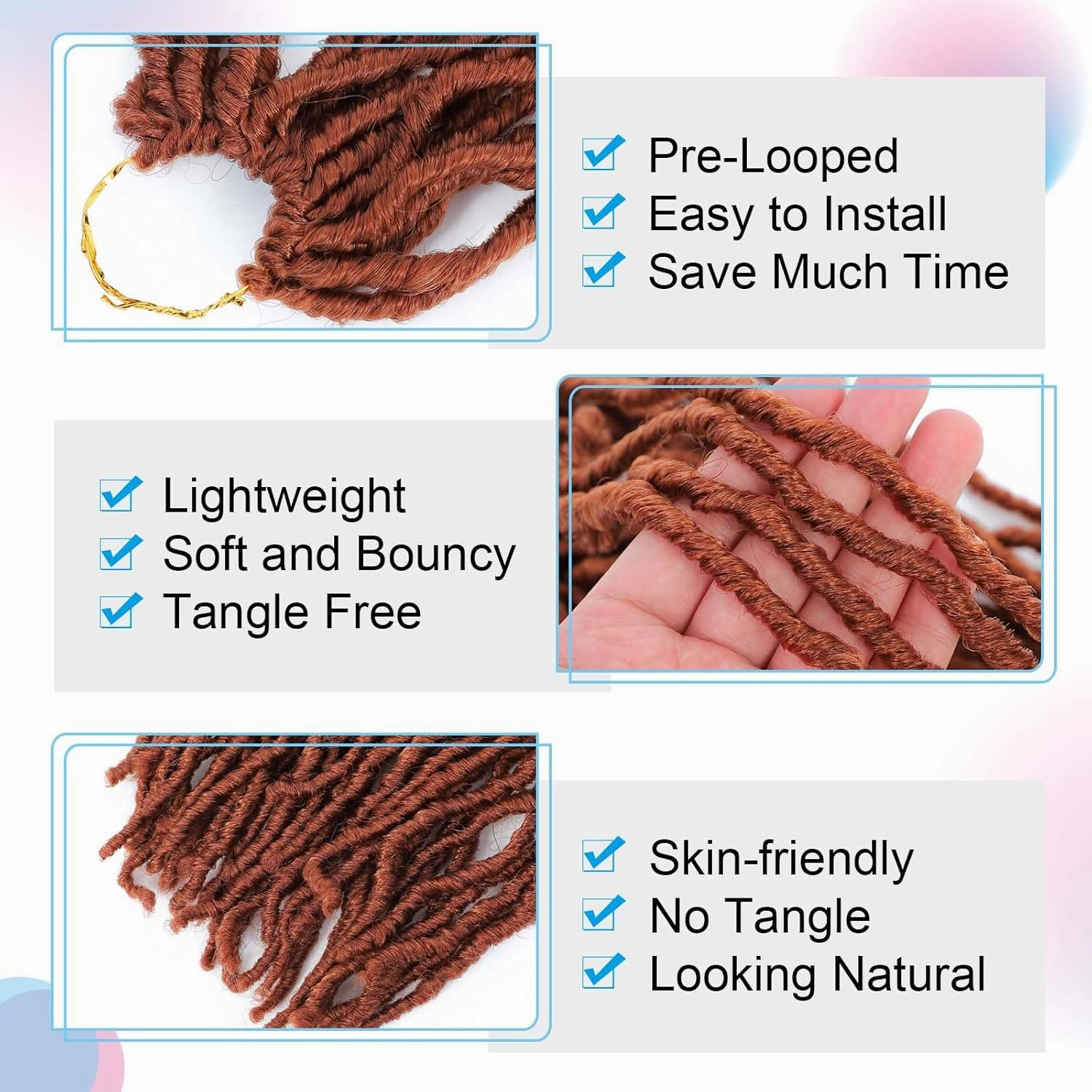 24 Inch Soft Locs Crochet Hair 8 Packs Pre Looped Faux Locs Crochet Braids Goddess Locs Hair For Black Women（24Inch 8pcs,350#）