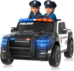24V 2 Seater Ride on Truck Car for Big Kids 4-8, Licensed Dodge Ram 2500 Police Car Toys,Powered Wheel with Remote Control, Siren, Alarm Lights, Megaphone, 5 Mph Max Speed