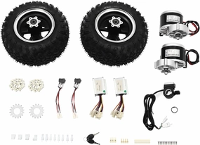 24V Motor Drive Air Wheel Conversion Kit 10inch Double Scooter Wheel Set with Reverse Gear Switch and Thumb Throttle for Electrical Beach Scooter
