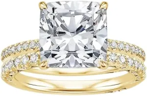 2.5 CT Cushion Cut Colorless Moissanite Engagement Ring Set, Tacori Wedding/Bridal Sets, 925 Sterling Silver, Anniversary Ring Pave Set, Holiday Gift for Women, 10K/14K/18K/22K Gold