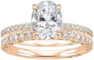 2.5 CT Oval Cut Colorless Moissanite Engagement Ring Set, Tacori Wedding/Bridal Sets, 925 Sterling Silver, Anniversary Ring Pave Set, for Women, 10K/14K/18K/22K Gold