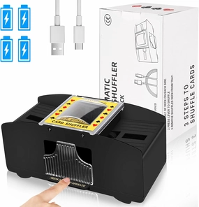 2/1 Decks Automatic shuffler, 2000mA Rechargeable Battery Operated Electric shuffler with C-Type Cable, Used for Skipping BO Card Games, Five Crown Card Games,Blackjack and Other UNO Card Game