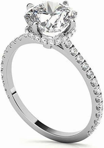 2.2Carat - 7.5mm NESW-Oriented Cushion Moissanite Engagement Ring With Natural diamond In14k Gold For Women,D-VVS1