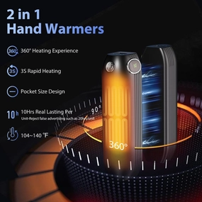 2 Pack Full Body Heating Rechargeable Hand Warmers with LED Screen Electric Portable Pocket Hot Hands Handwarmers Gifts for Christmas Outdoor Golf Hunting Accessories Camping Raynauds