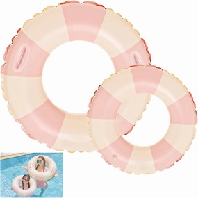 2 PCS Striped Pool Floats for Adults Kids Swimming Rings Tube with Handles -Inflatable Pool Float Tube Float Naked,for Adults Pool Floats for Summer Pool Party Beach