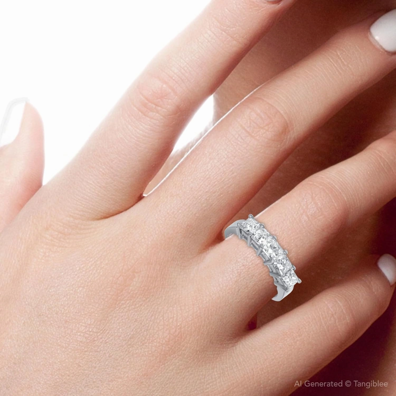 2ct Princess Cut Diamond Wedding Anniversary Ring Womens Band 14k White Gold