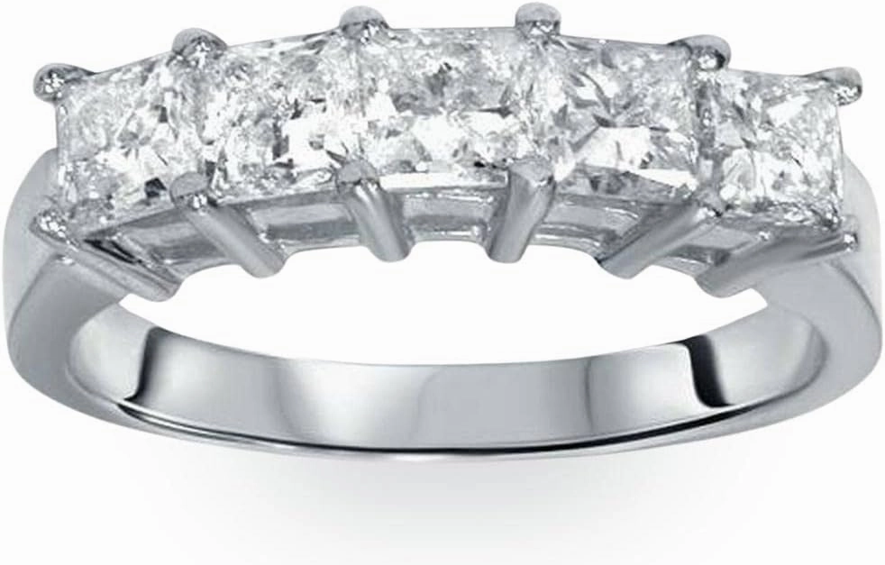 2ct Princess Cut Diamond Wedding Anniversary Ring Womens Band 14k White Gold