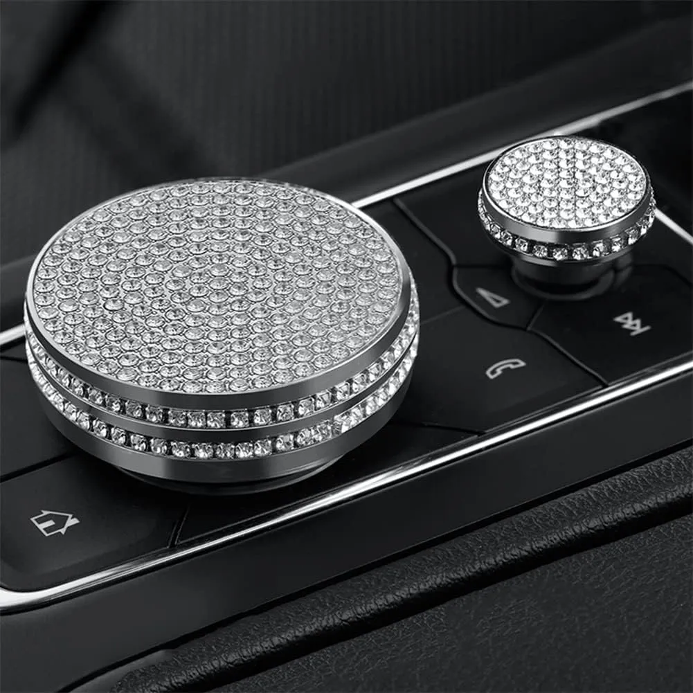 2pcs Bling Accessories Multimedia Volume Knobs Crystal Rhinestone Decals Compatible with Cadillac 2023 2022 2021 2020 2019 2018 2017 CT5 CT6 XT4 XT5 XT6 Car Interior Trim Sticker