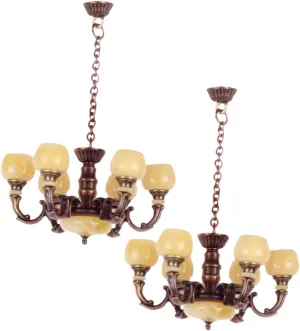 2pcs Miniature Chandelier Dollhouse Lamp Decor Scale Ceiling Light Prop for Living Room Stylish Design for House Landscaping