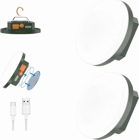 2pcs 10000mAh Rechargeable 3000LM Tent Light Camping Light, 6500K 24Hours Long Play Time , Outdoor Night Market Light Night Fishing Light Emergency Lights for Hurricane Tsunami disasters (Green)