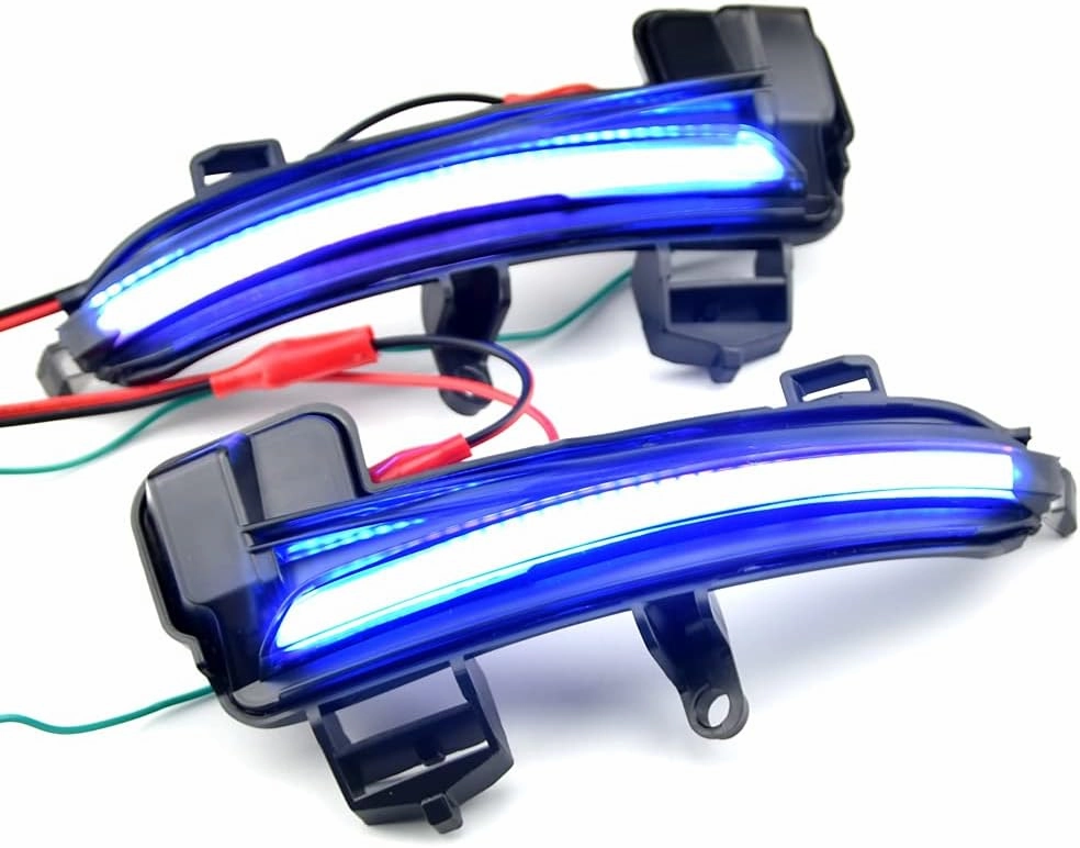 2pcs LED Dynamic Side Mirror Turn Signal Sequential Light Compatible with Sko-da Su-perb A7 B8 2016 2017 2018 2019 Car Style-Blue and Yellow