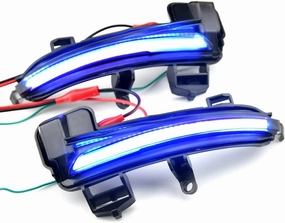 2pcs LED Dynamic Side Mirror Turn Signal Sequential Light Compatible with Sko-da Su-perb A7 B8 2016 2017 2018 2019 Car Style-Blue and Yellow