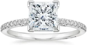 3 CT Princess Cut Colorless Moissanite Engagement Ring Set, Tacori Wedding/Bridal Sets, 925 Sterling Silver, Anniversary Ring Pave Set, Holiday Gift for Women, 10K/14K/18K/22K Gold
