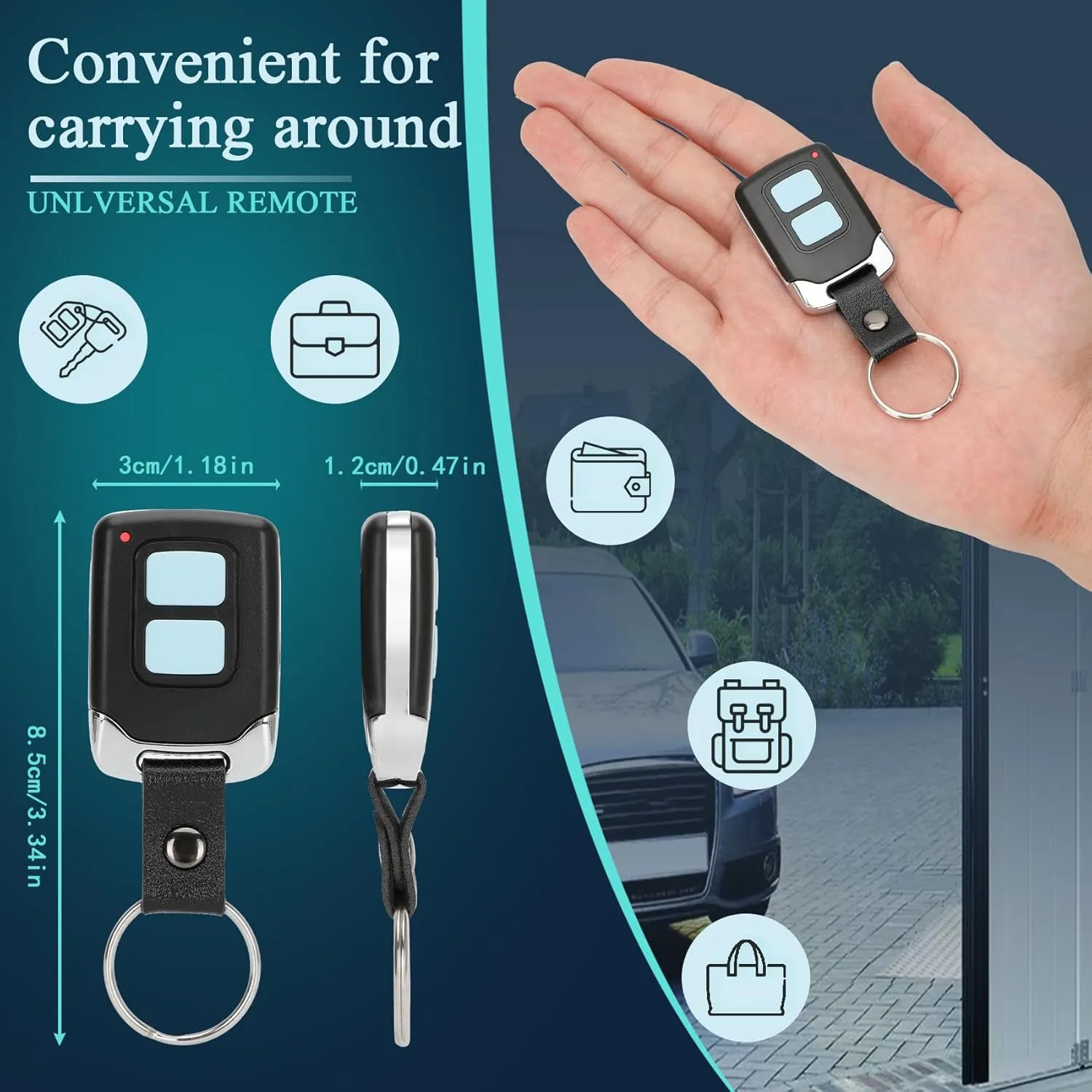 3 for Liftmaster Chamberlain Craftsman Garage Door Remote Universal, 890MAX 893MAX 371LM 373LM 891lm 893lm 973LM,Keychain Garage Door Opener Remote for Purple Yellow Orange/Red Green Learn Buttons