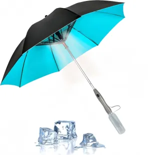 3 in 1 Sun Umbrella with Fan Misting, Uv Blocking 50  Portable Fan Cooling Umbrella for Fishing, Golfing, Outdoor Beach, USB Rechargeable, Comes with Water Bottle Attach for the Mister