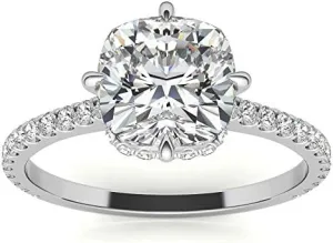 3.0Carat - 8.5mm NESW-Oriented Cushion Moissanite Engagement Ring With Natural diamond In14k Gold For Women,D-VVS1