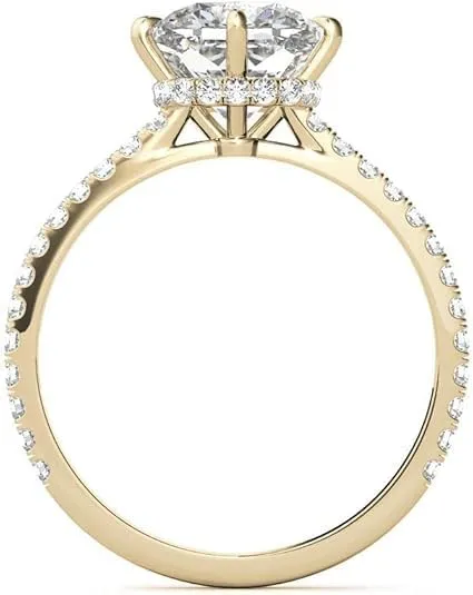 3.0Carat - 8.5mm NESW-Oriented Cushion Moissanite Engagement Ring With Natural diamond In14k Gold For Women,D-VVS1