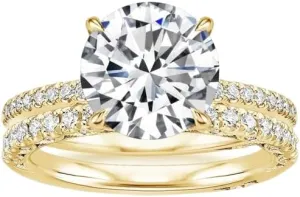 3.15 CT Round Cut Colorless Moissanite Engagement Ring Set, Tacori Wedding/Bridal Sets, 925 Sterling Silver, Anniversary Ring Pave Set, Holiday Gift for Women, 10K/14K/18K/22K Gold